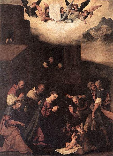 Lodovico Mazzolino The Adoration of the Shepherds Norge oil painting art